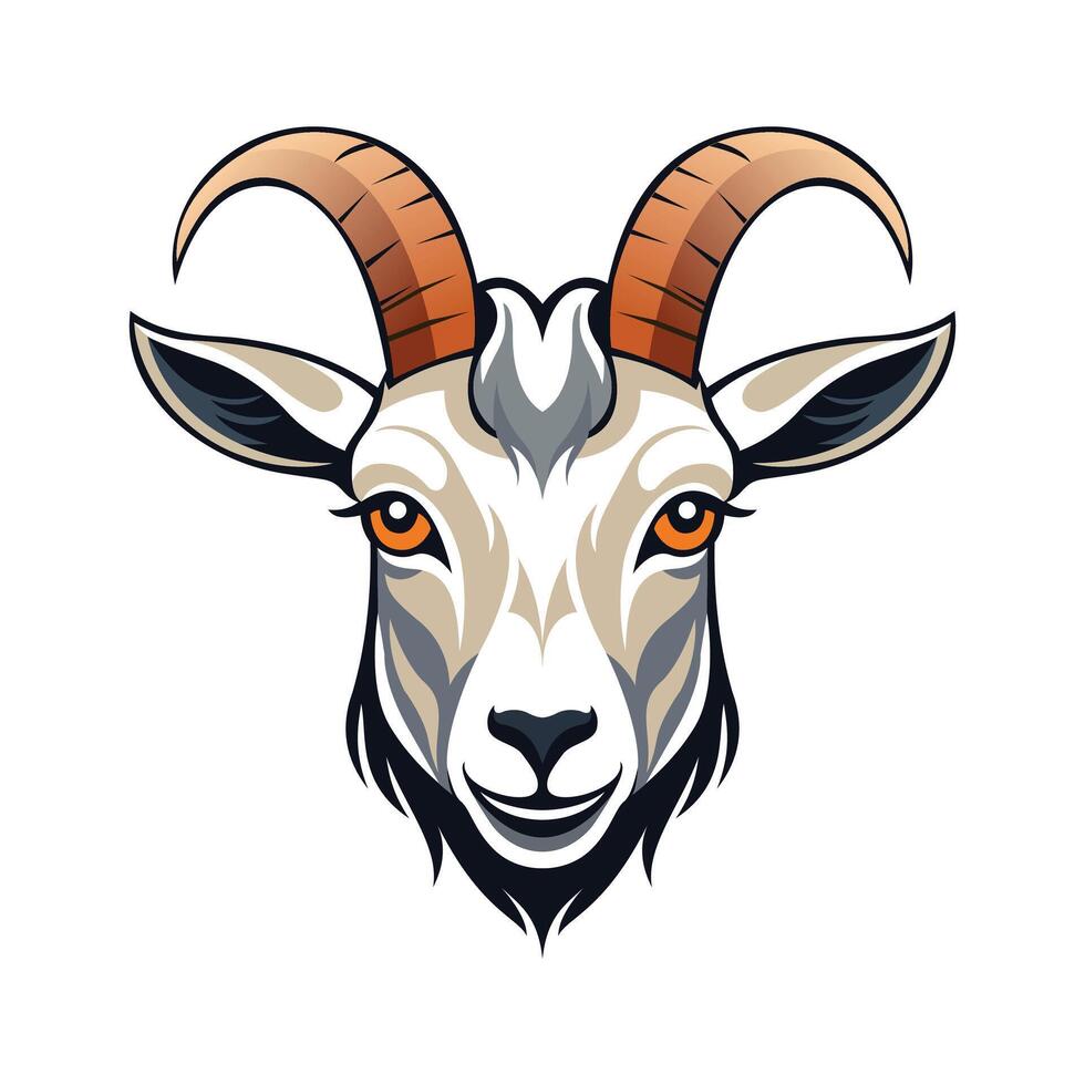 Trendy flat mascot logo of a goat head vector