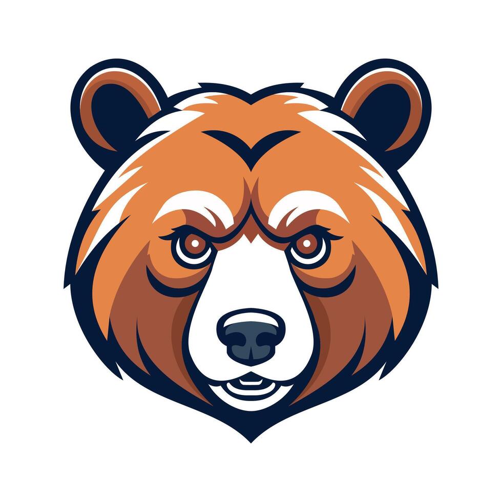 Trendy flat mascot logo featuring a fierce bear face vector
