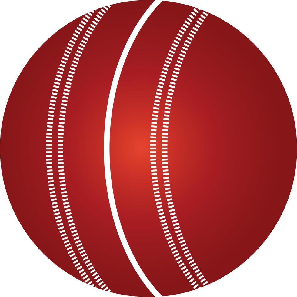 Red cricket ball with white stitching and seam vector