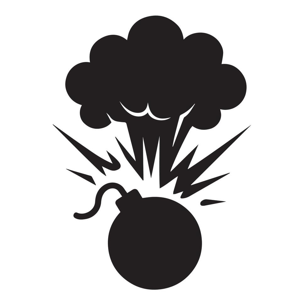 Bomb explosion blast cloud fuse vector