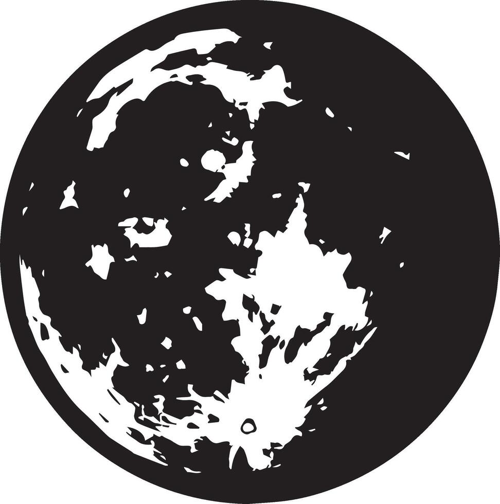 Black moon silhouette with white craters celestial night vector