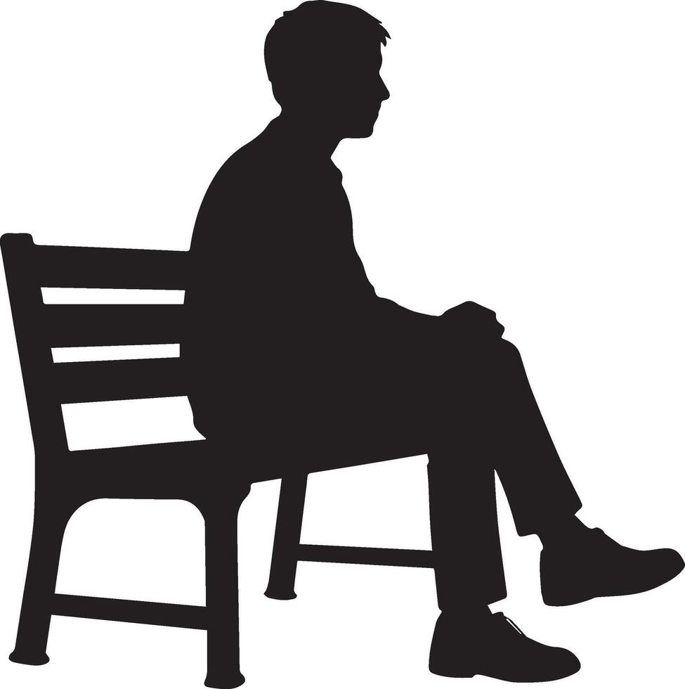 Man sitting on bench silhouette black vector