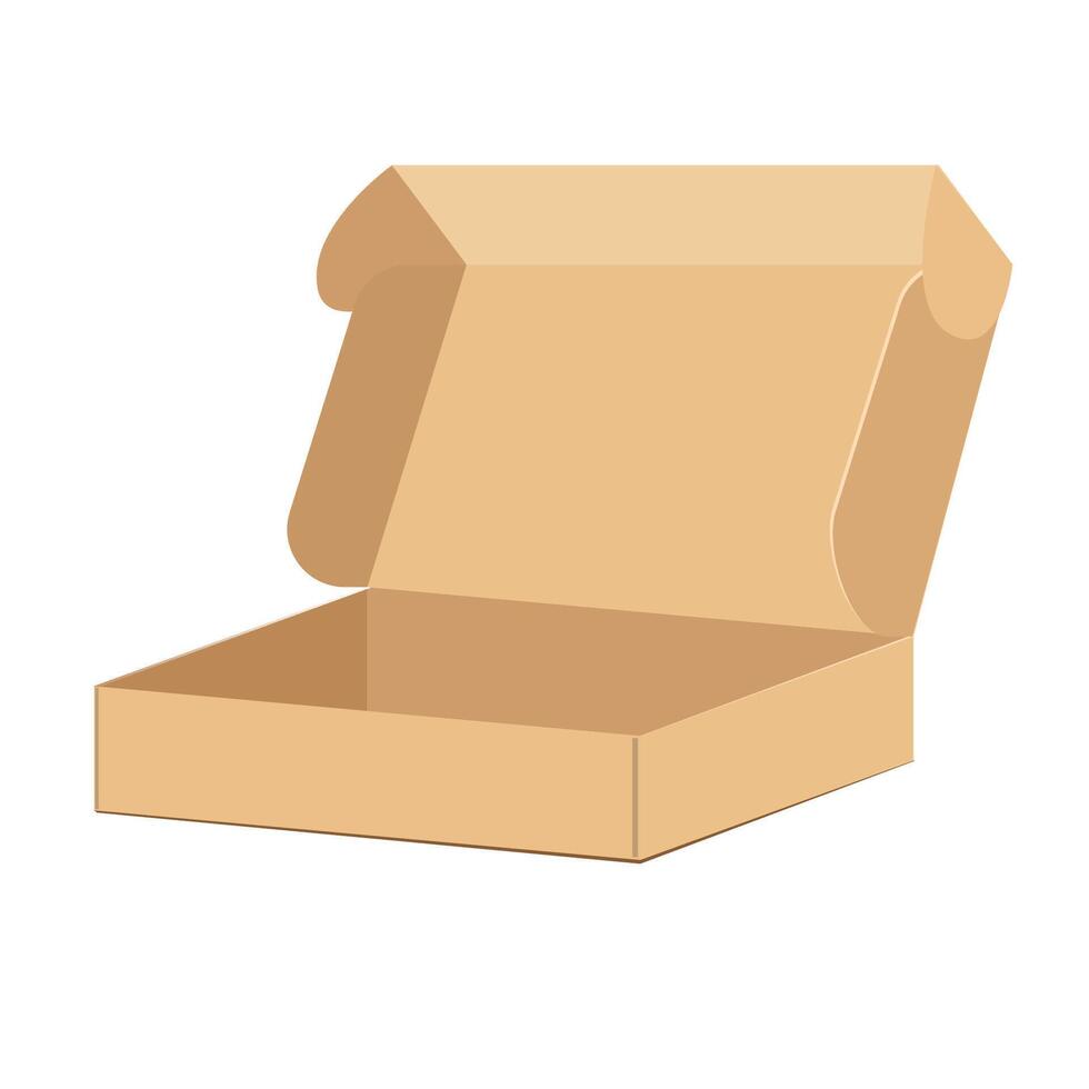 Set of realistic brown cardboard rectangular packaging, paper boxes. Realistic mockup of a yellow cardboard box, 3d blank templates mockup vector