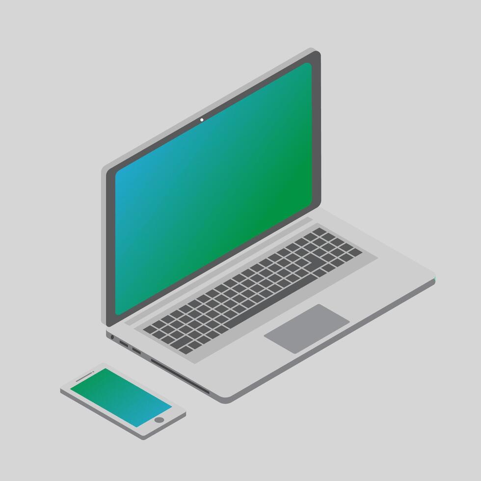 Laptop and smartphone on minimalist background vector