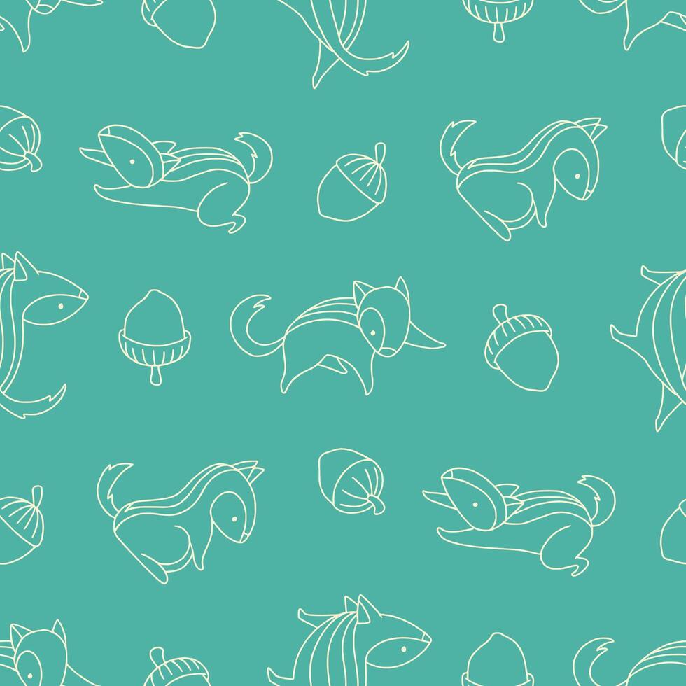 Outline Seamless Pattern of Chipmunk Animal Nut Background for Fashion Wrapping Print Fabric vector
