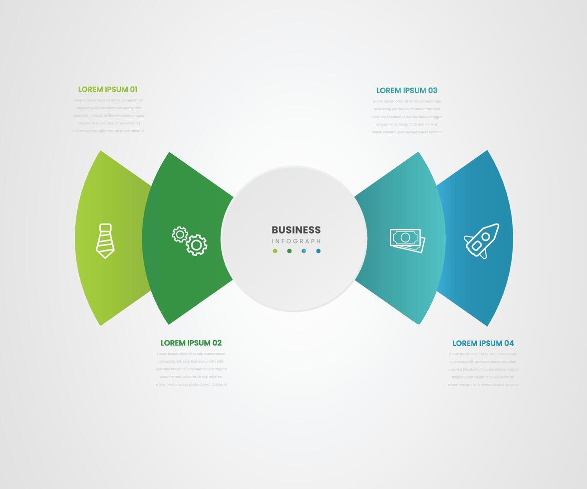 4 section business infograph circle in middle vector