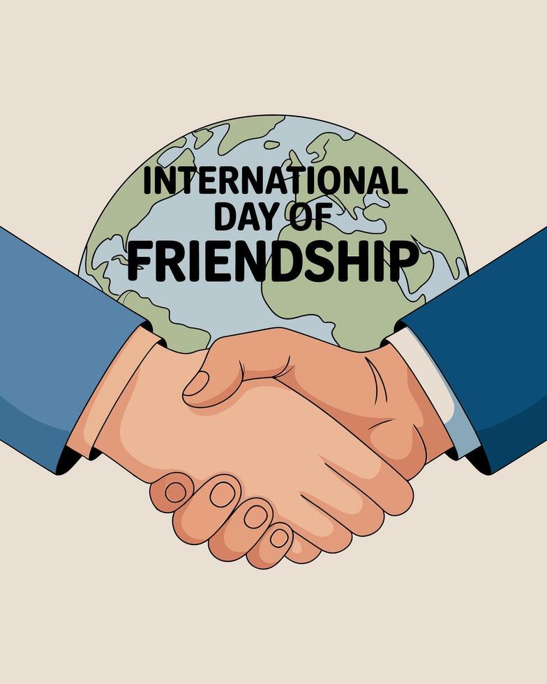 International Day of Friendship Global Handshake Unity vector