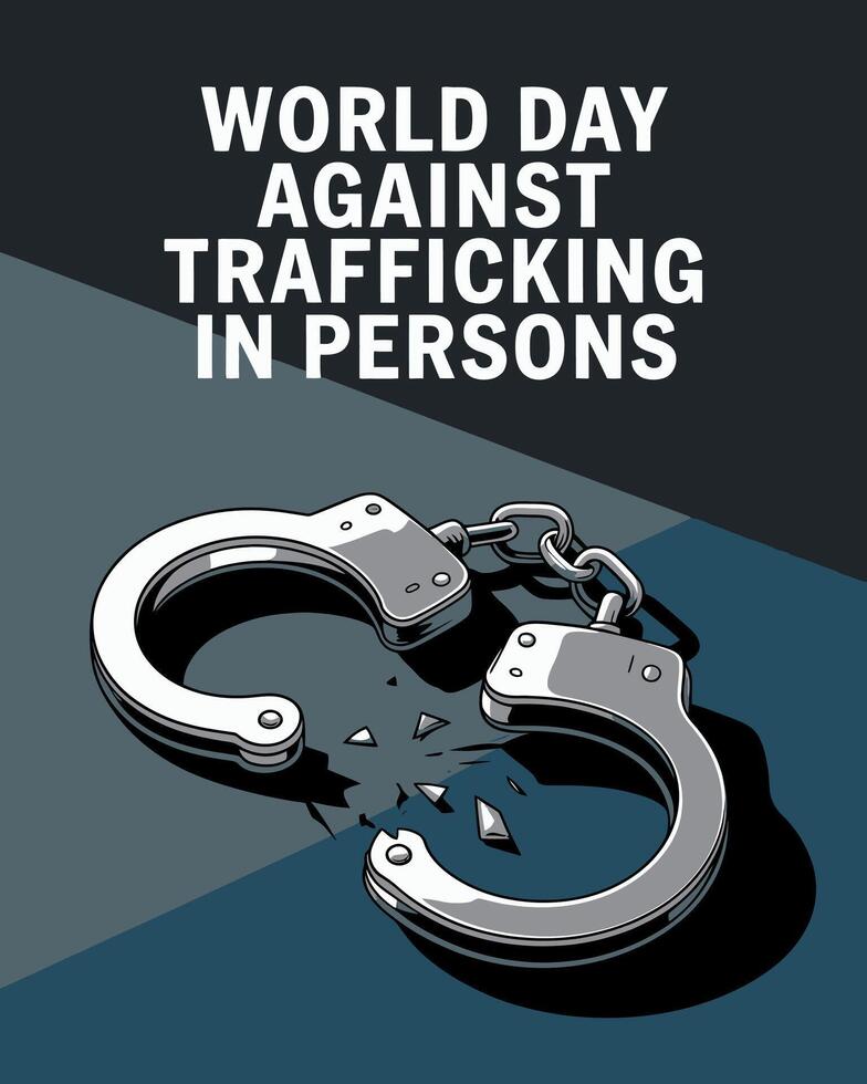 World Day Against Trafficking in Persons Broken Handcuff Awareness Graphic vector
