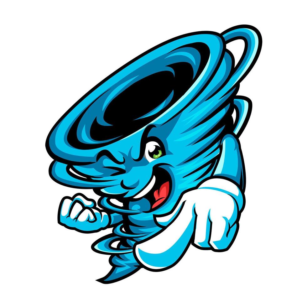 Whirlwind Warrior, Blue Tornado Character with Confident Pose vector