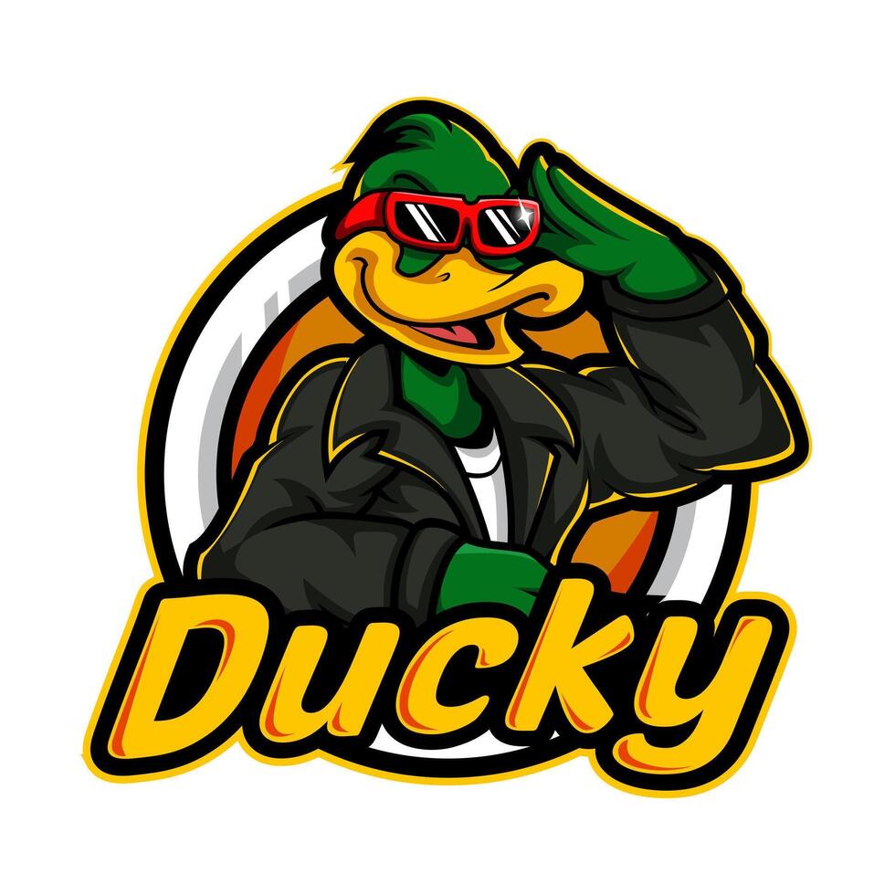 Cool Ducky, Cartoon Duck in Leather Jacket and Shades vector