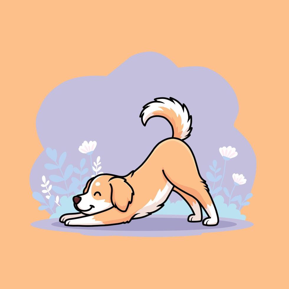 Stretching dog illustration vector