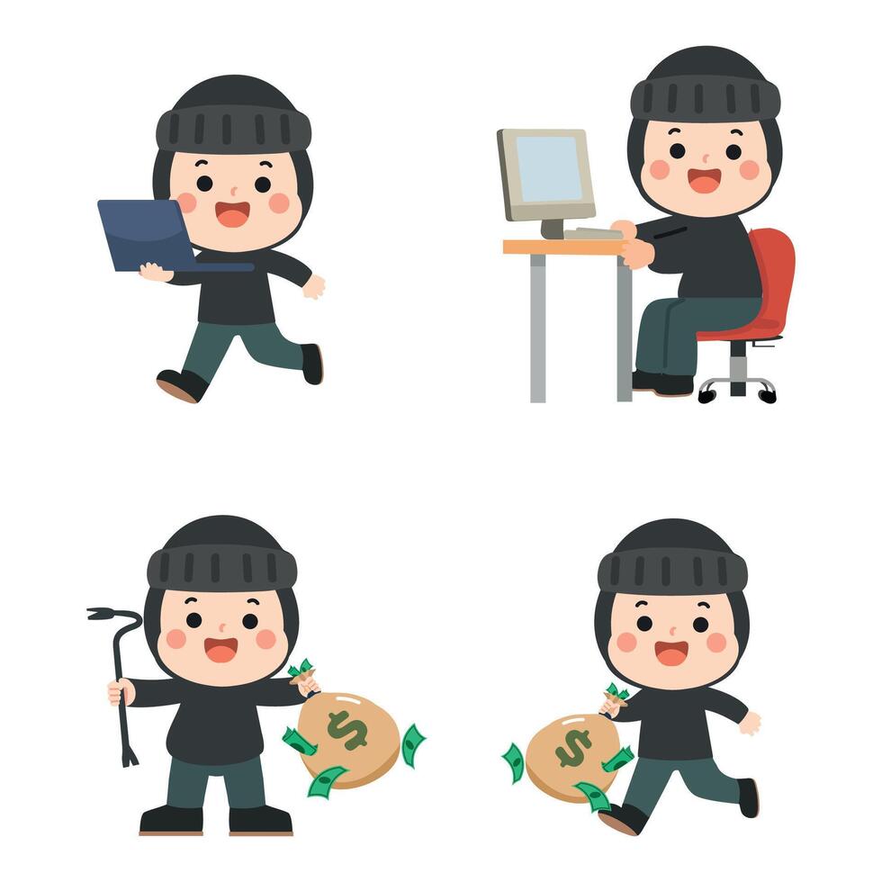 Cartoon burglar character with money vector