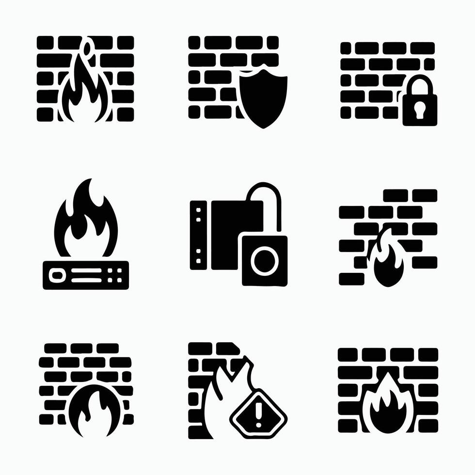 Minimalist Security Icon Collection for Breach and Protection Designs vector