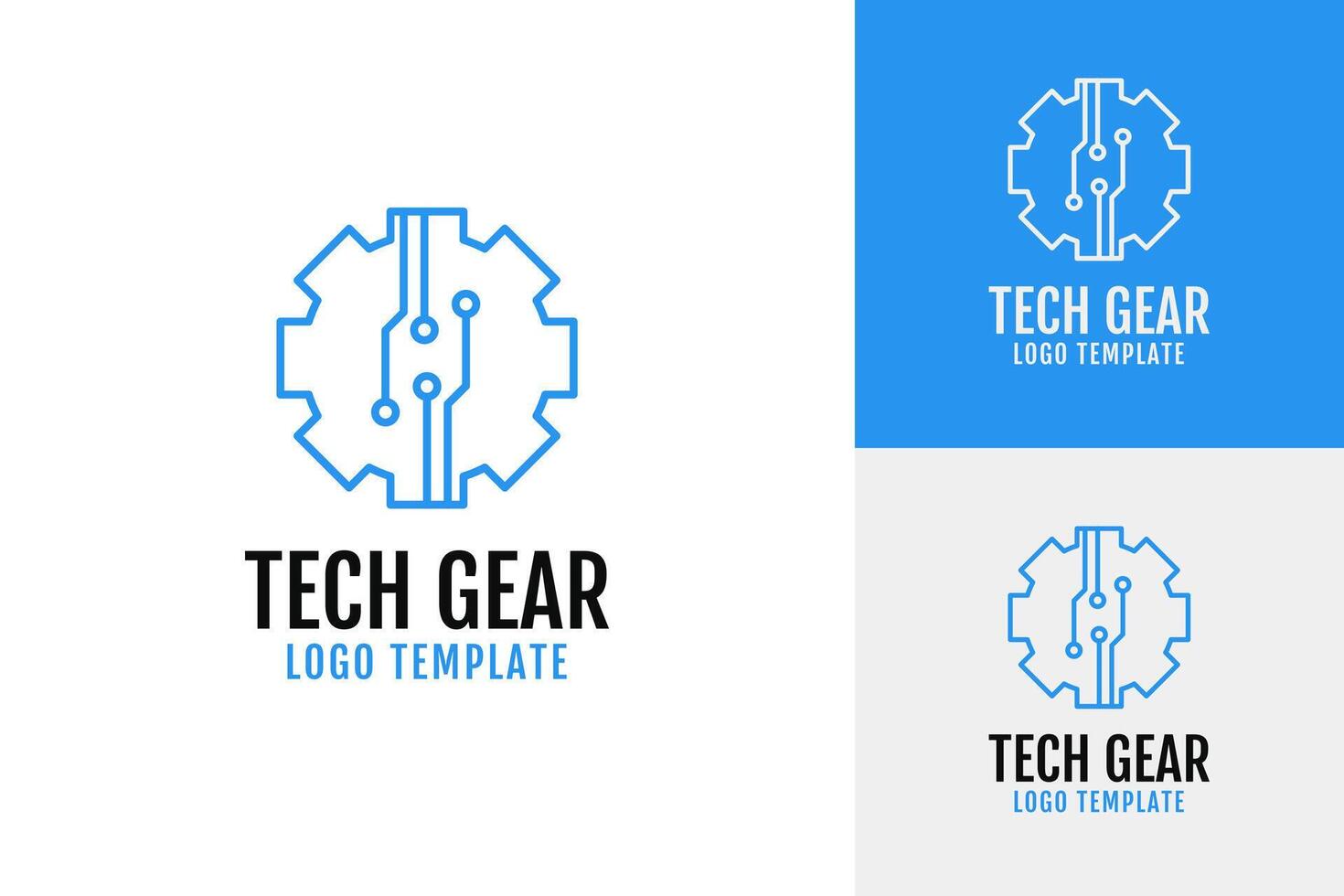 Tech gear circuit logo design template illustration vector
