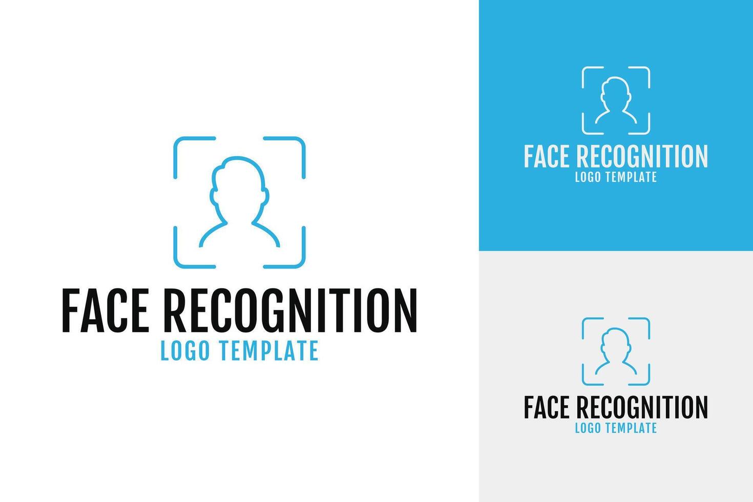 AI face recognition logo design template illustration vector