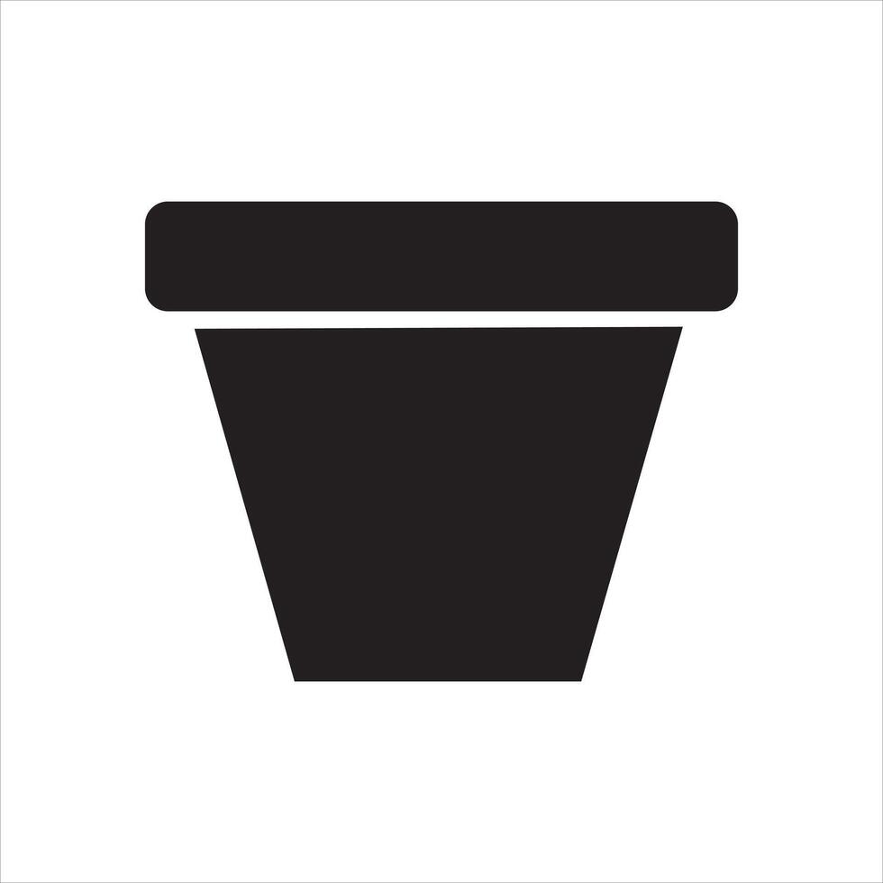 Simple black silhouette of a planter pot. vector
