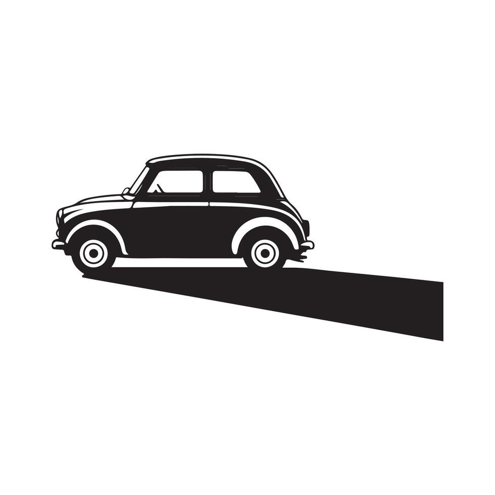 Classic Car Silhouette on a Road vector