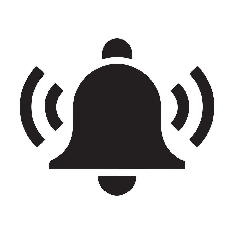 Simple notification bell icon with sound waves vector