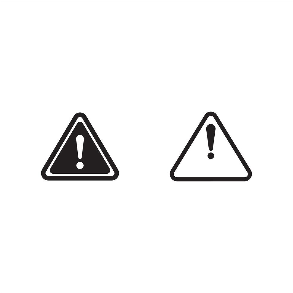 Two Black and White Warning Triangle Icons with Exclamation Points vector