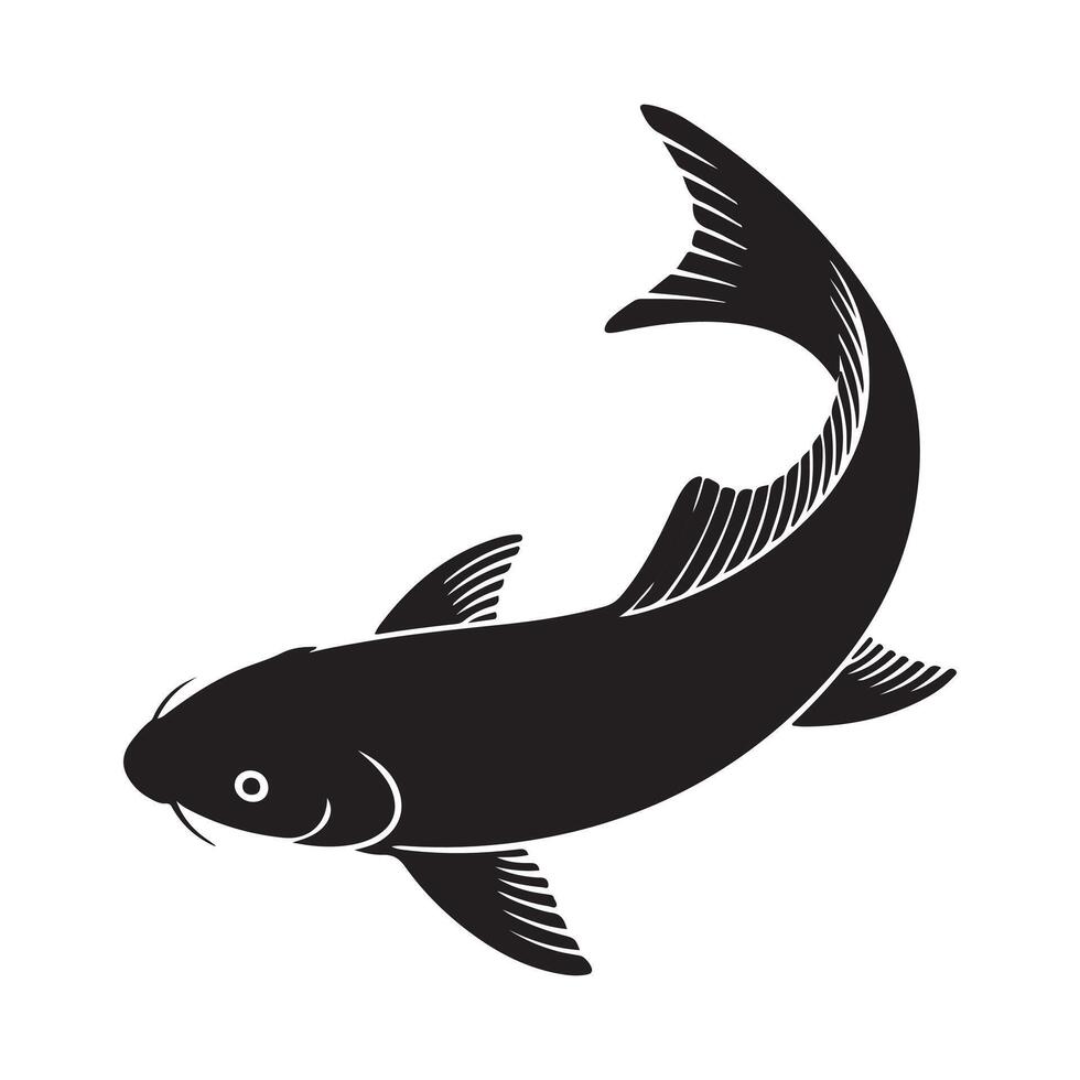 Elegant Black and White Fish Silhouette vector