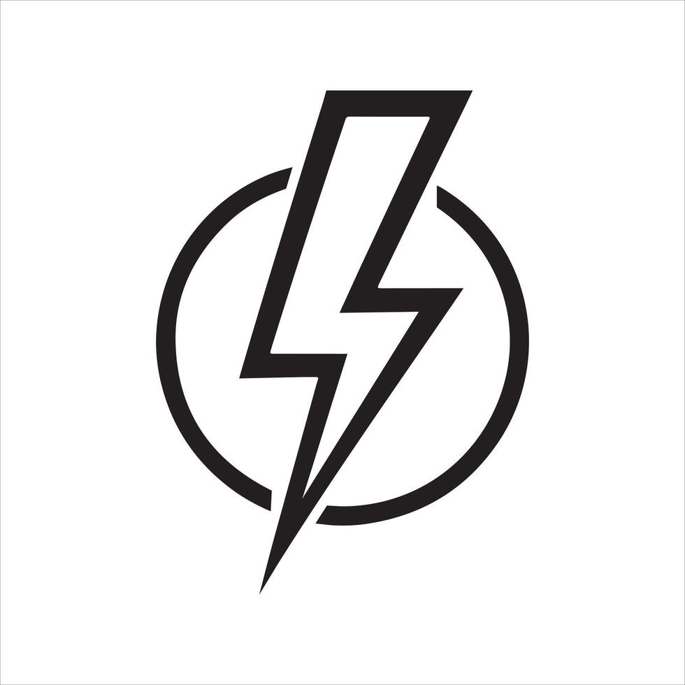 Powerful Electric Lightning Bolt Symbol in a Circle vector