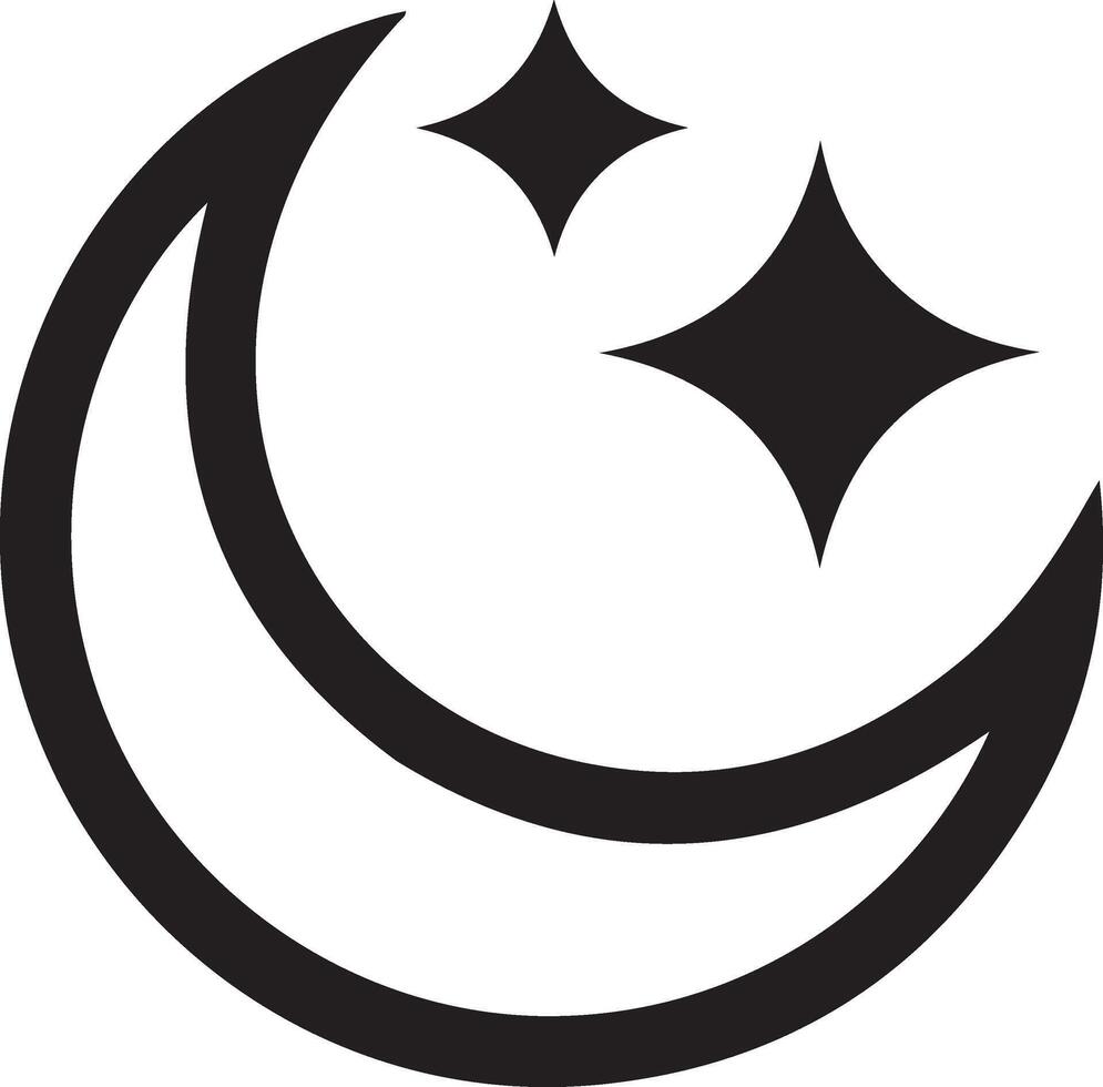 Simple Moon and Stars Icon, Perfect for Nighttime or Sleep-Related Designs vector
