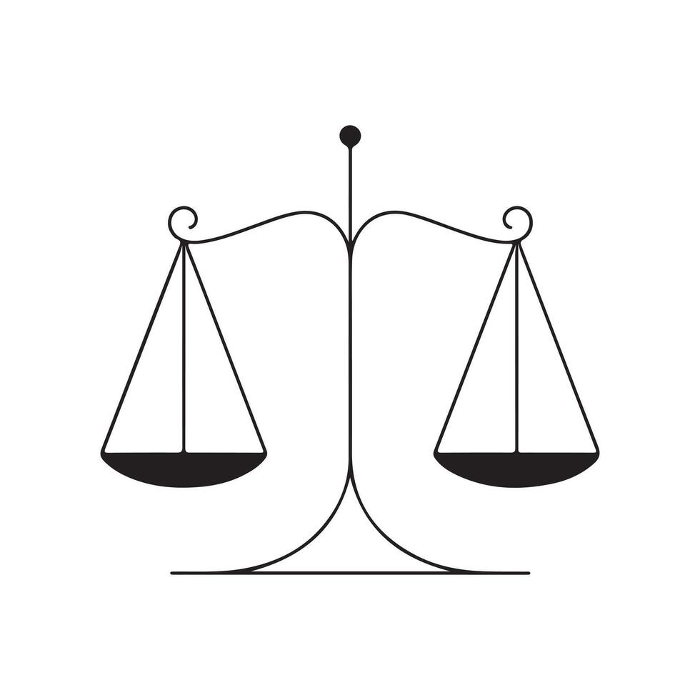 Simple Black Line Art of a Balance Scale vector