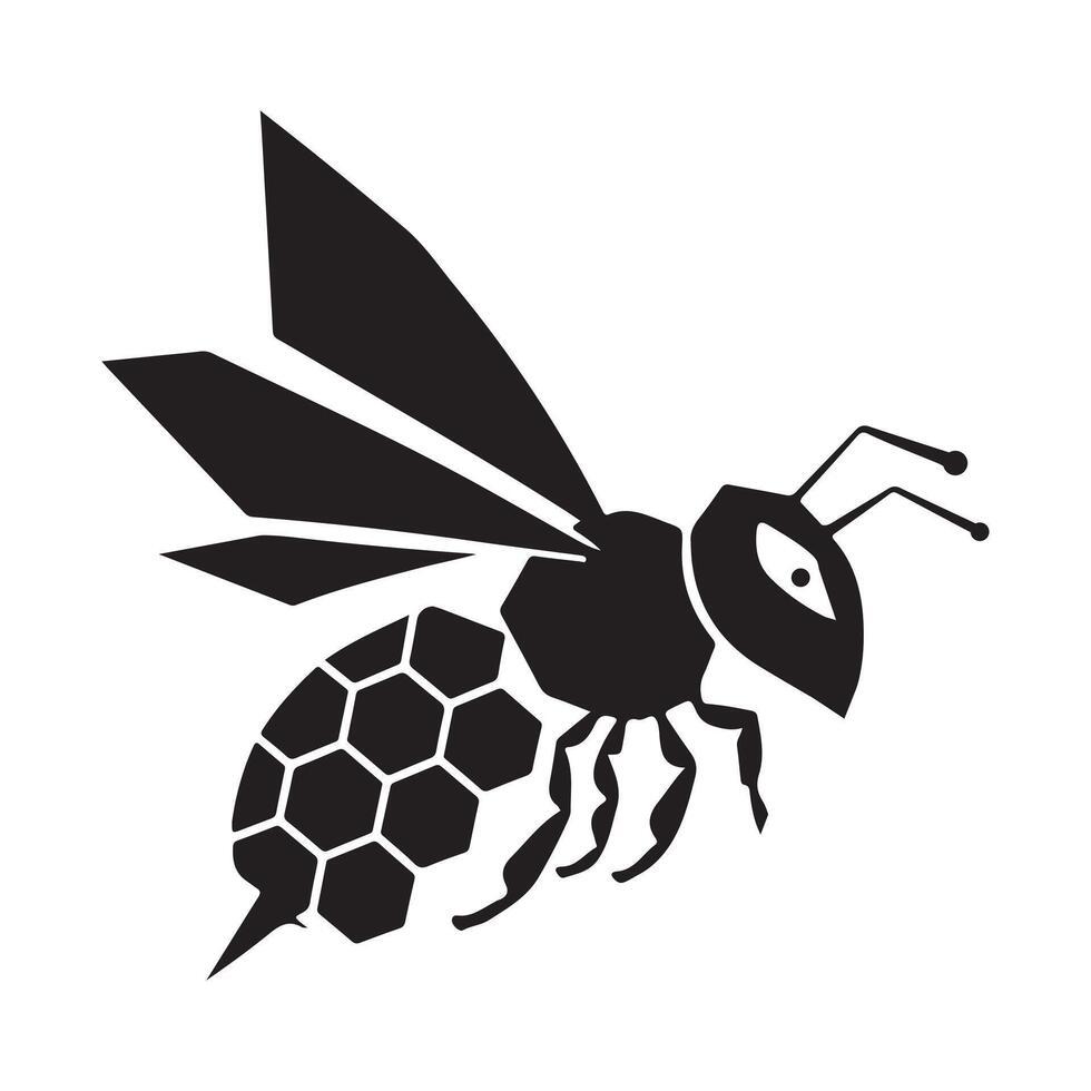 Abstract Honeybee with Geometric Honeycomb Design vector