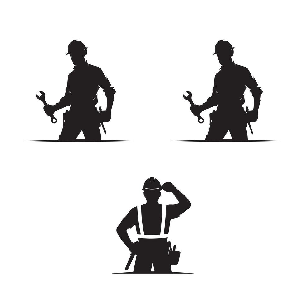 Silhouettes of Professional Workers with Tools vector
