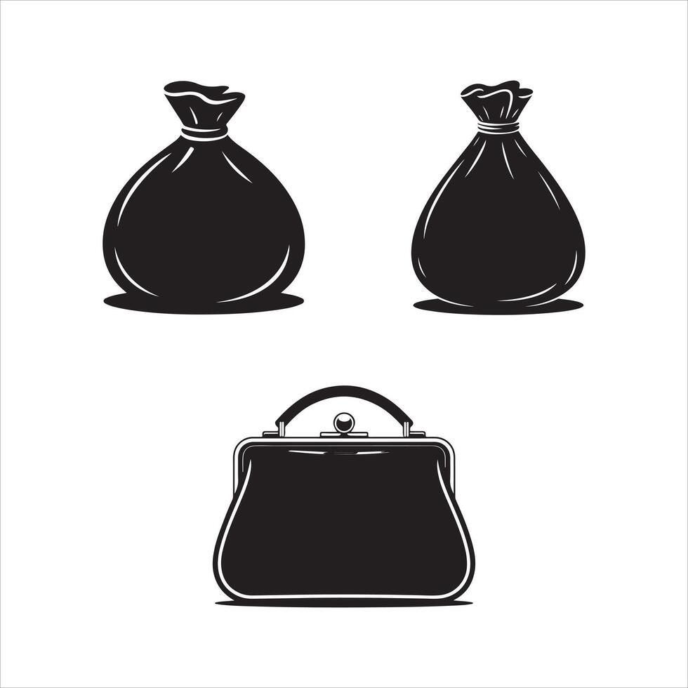 Vintage Style Bags Money Bags and Handbag Silhouette vector