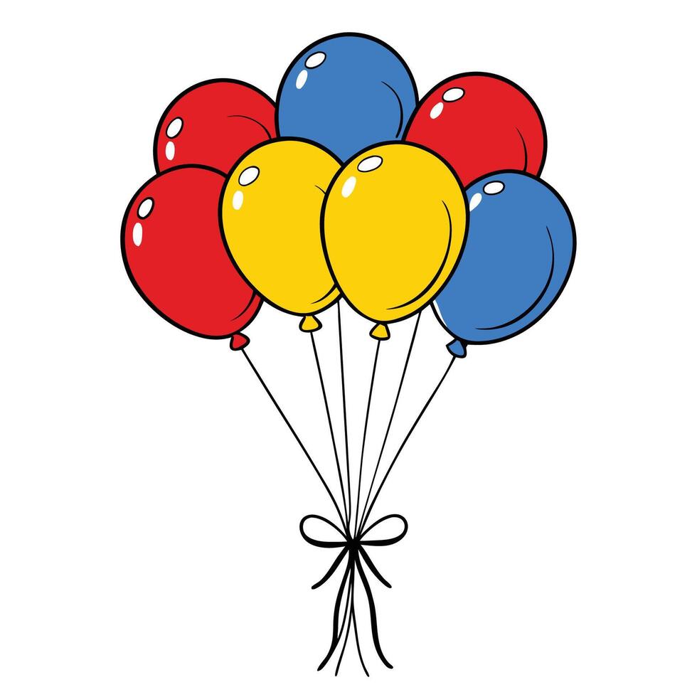 A bunch of balloons with a bow on them vector