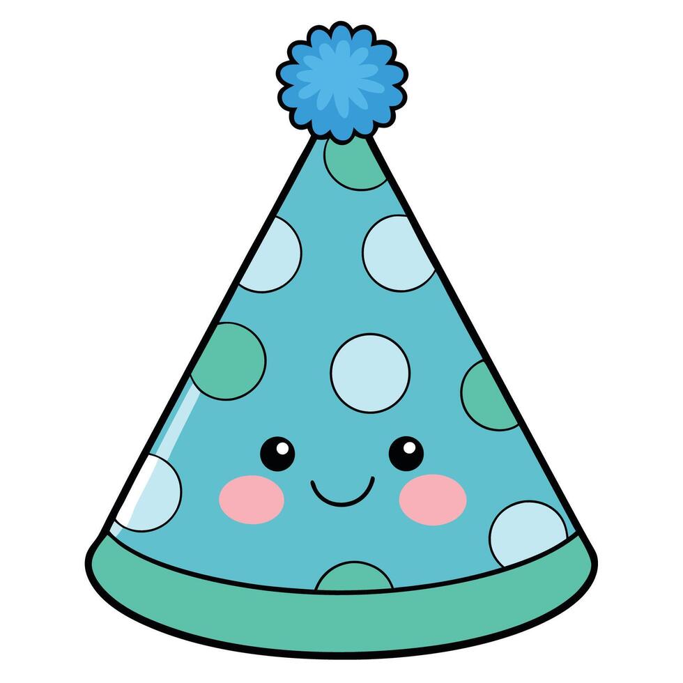 A blue party hat with a smiley face vector