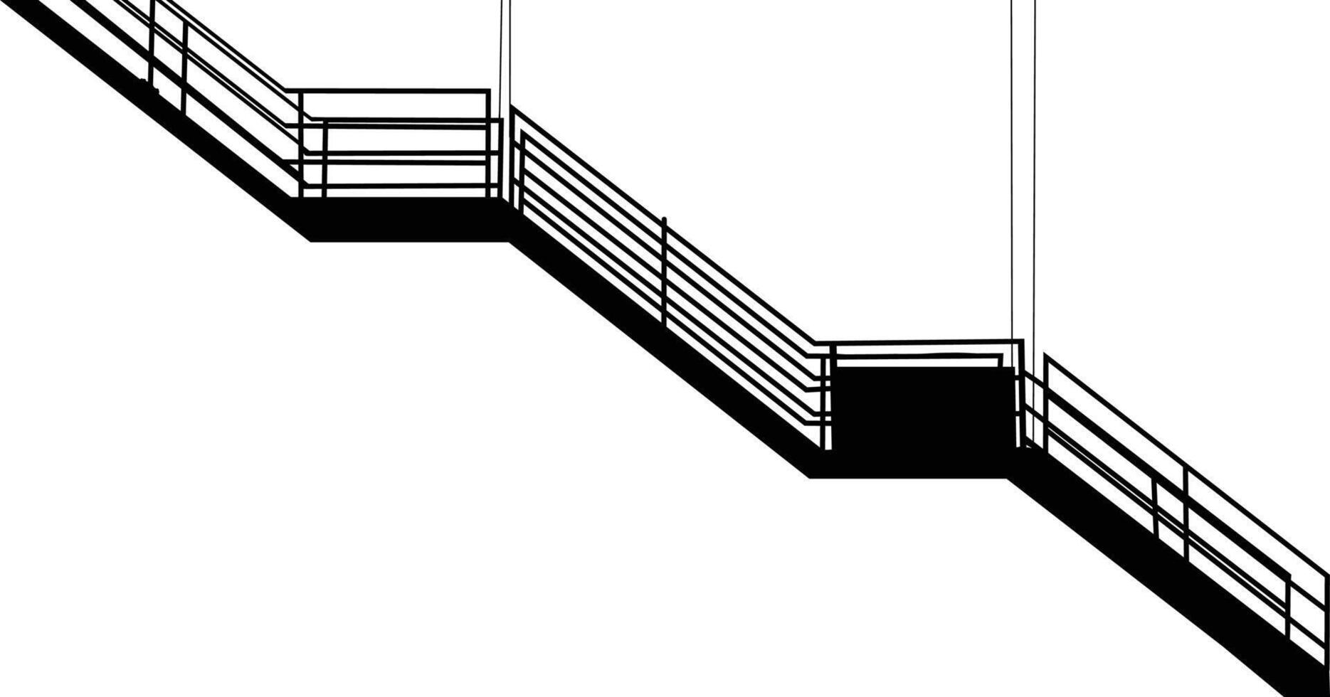 Minimalist Black Staircase with Railings in Silhouette vector
