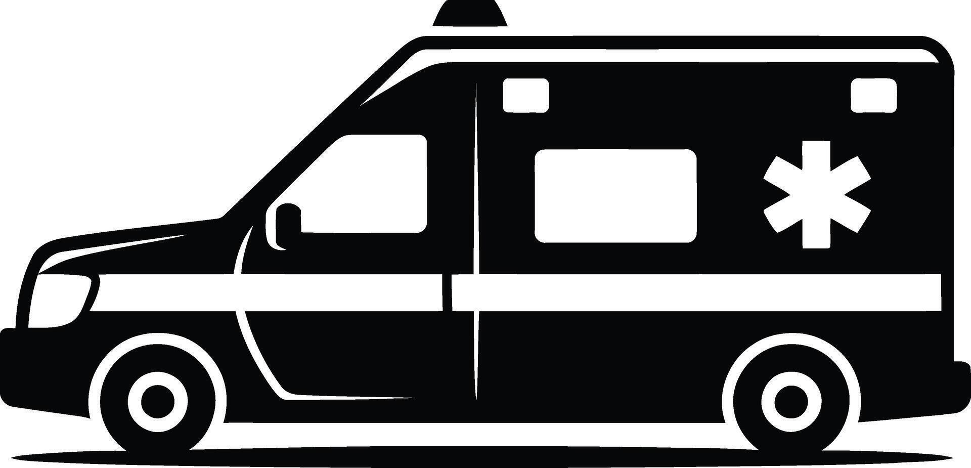 Side View Black and White Ambulance Medical Emergency Vehicle for Healthcare Transport Illustration vector