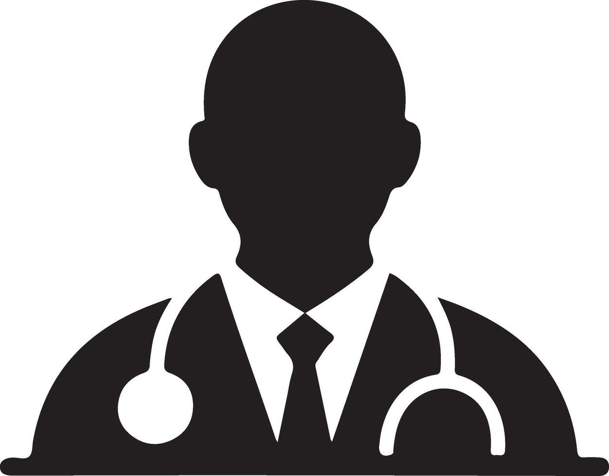 Doctor or Physician Icon Silhouette . Medical Professional with Stethoscope for Healthcare Services vector