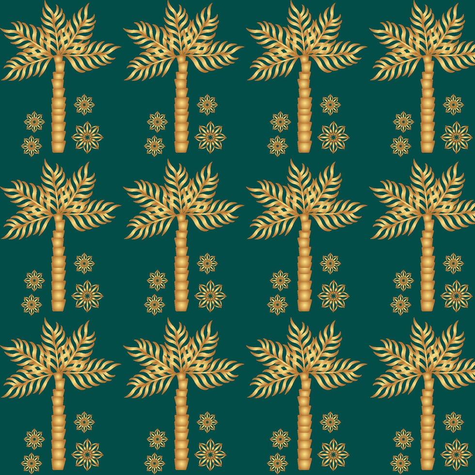 Golden palm trees pattern design vector