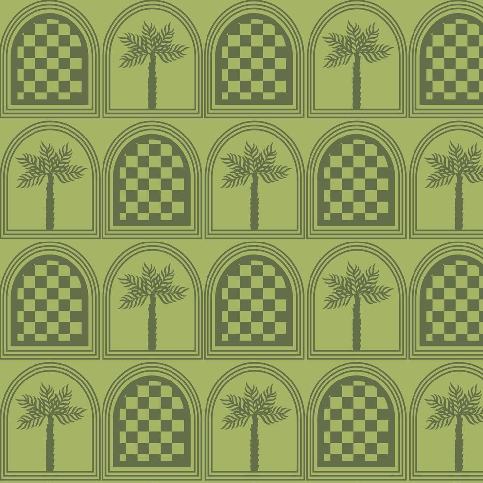 Green palm tree pattern design vector