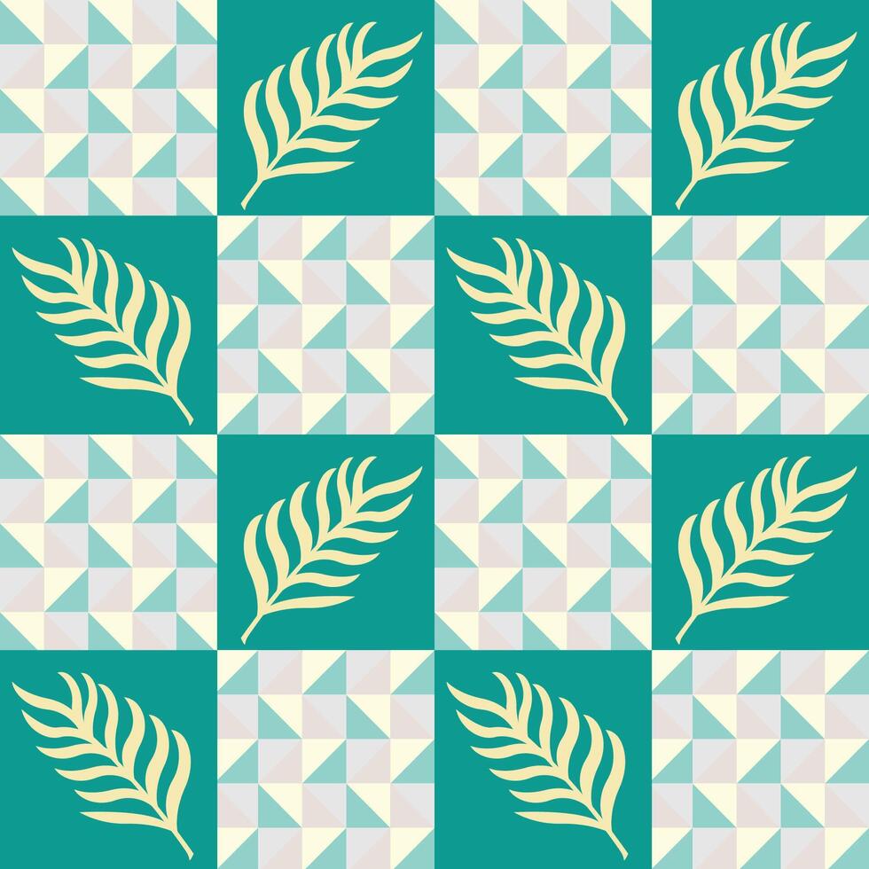 Stylish leaf pattern design in teal vector