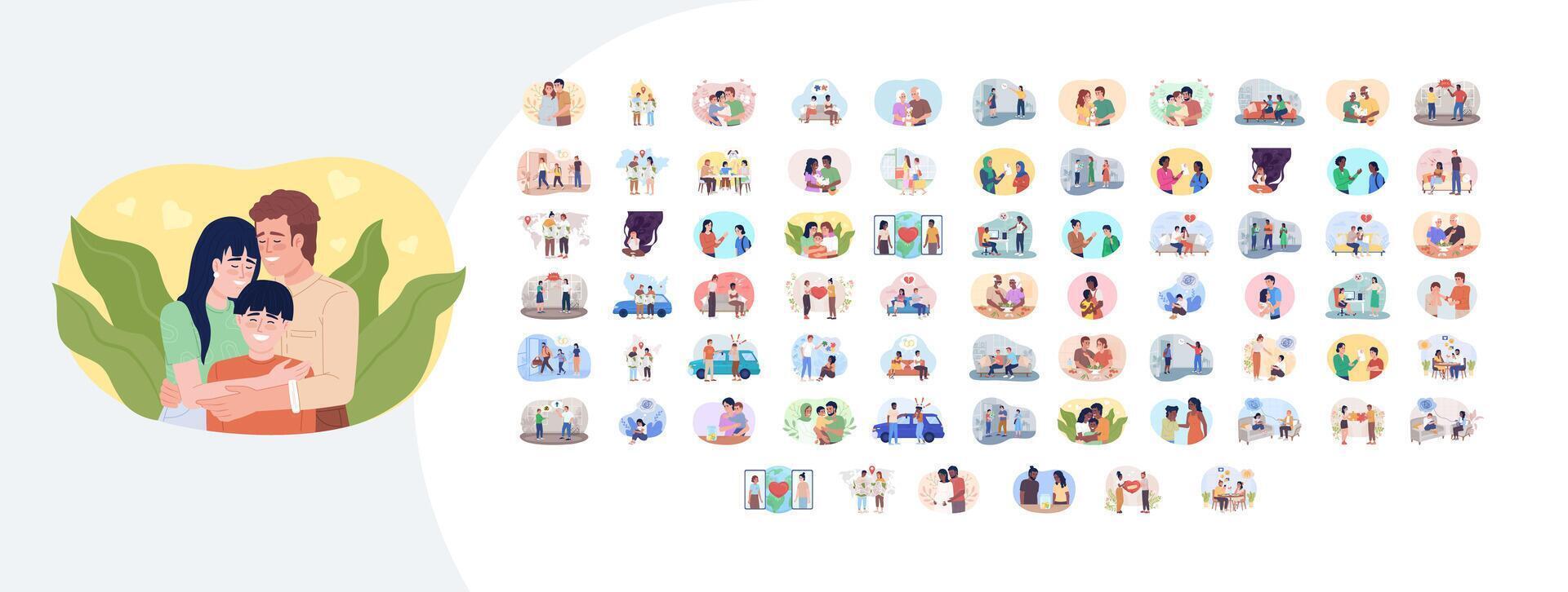 illustrations of family relationships and activities vector