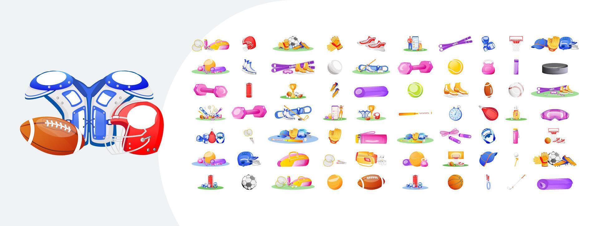 Illustration of various sports equipment and gear vector