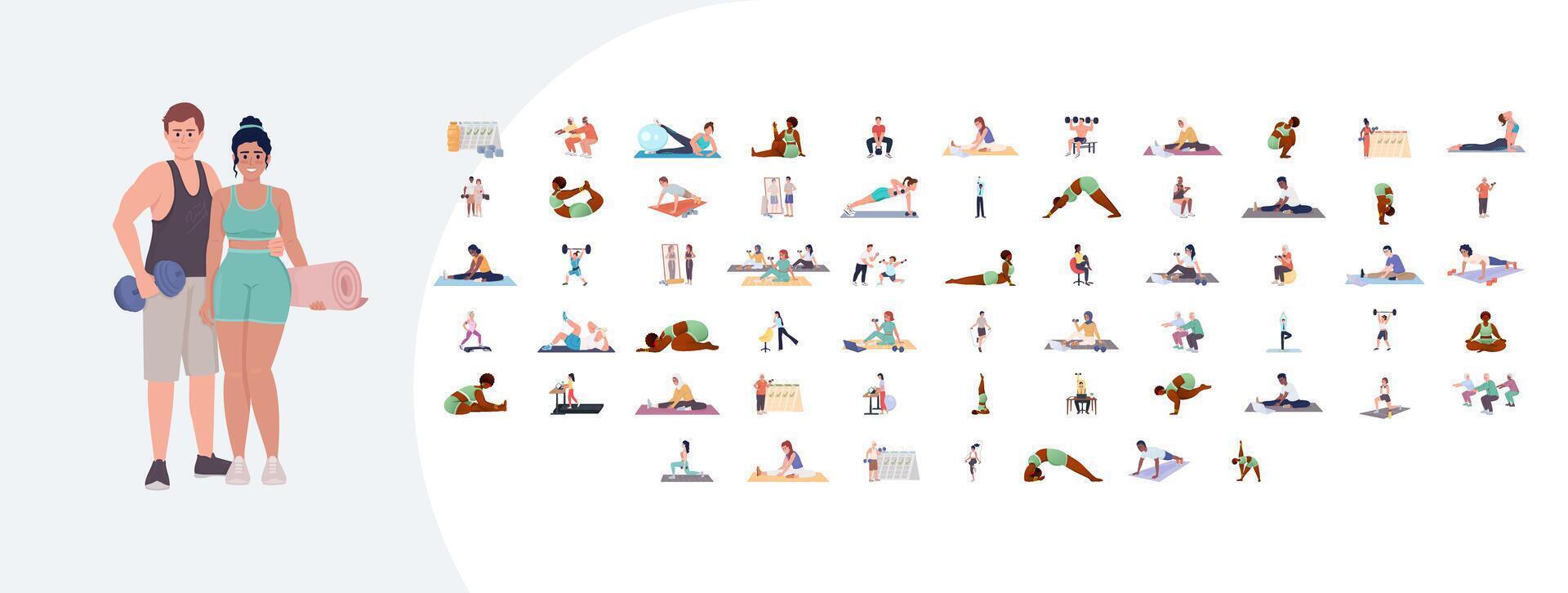 Fitness activities and exercises illustration vector