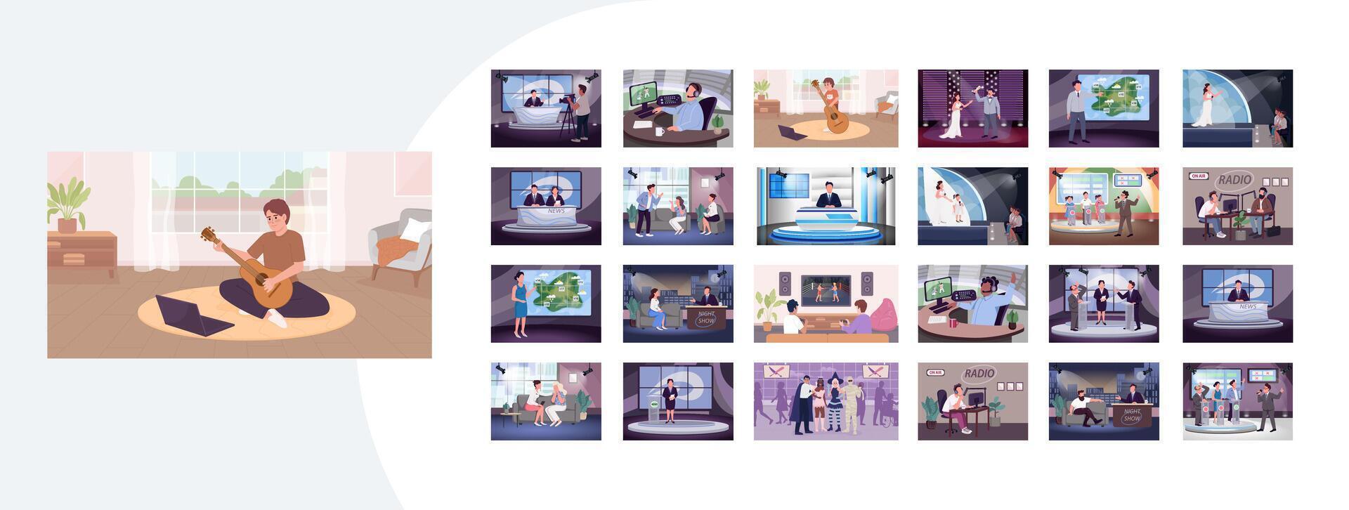 Person playing guitar indoors vector