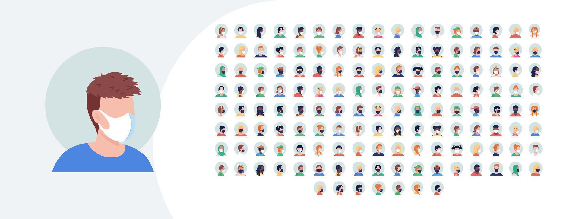People wearing face masks illustration vector