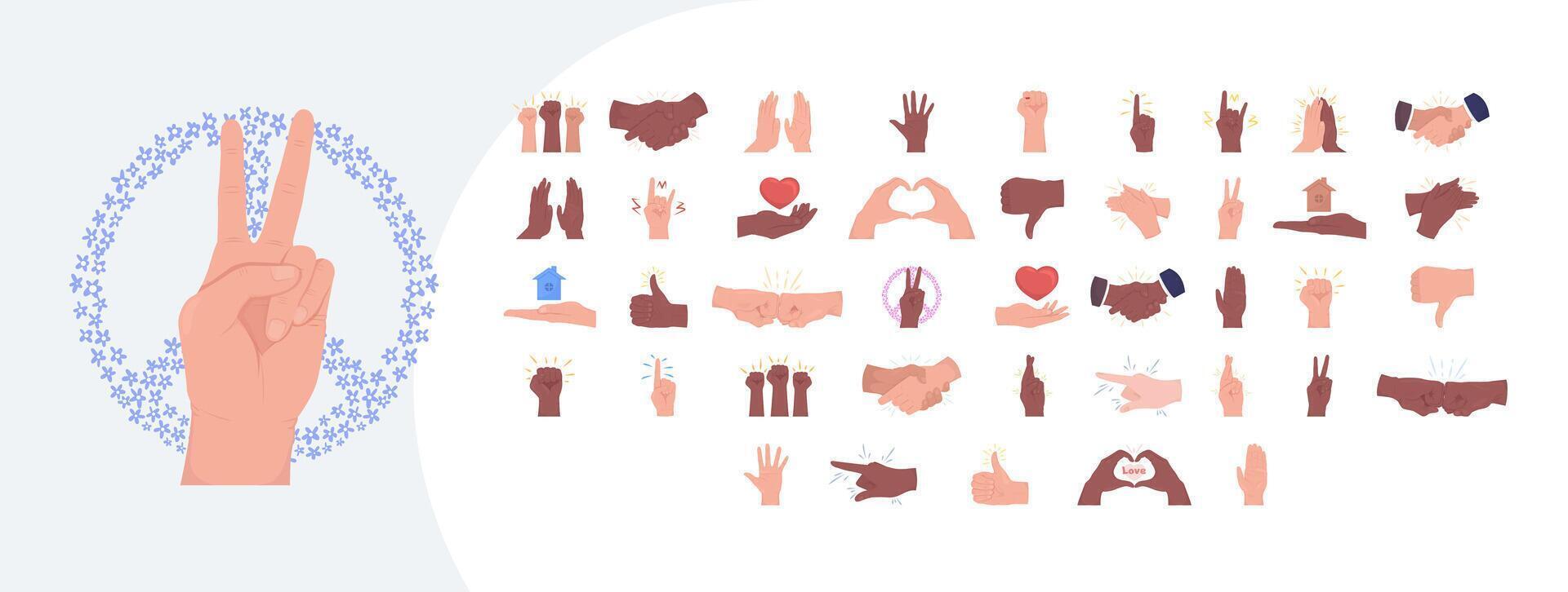 Peace sign and hand gesture illustrations vector