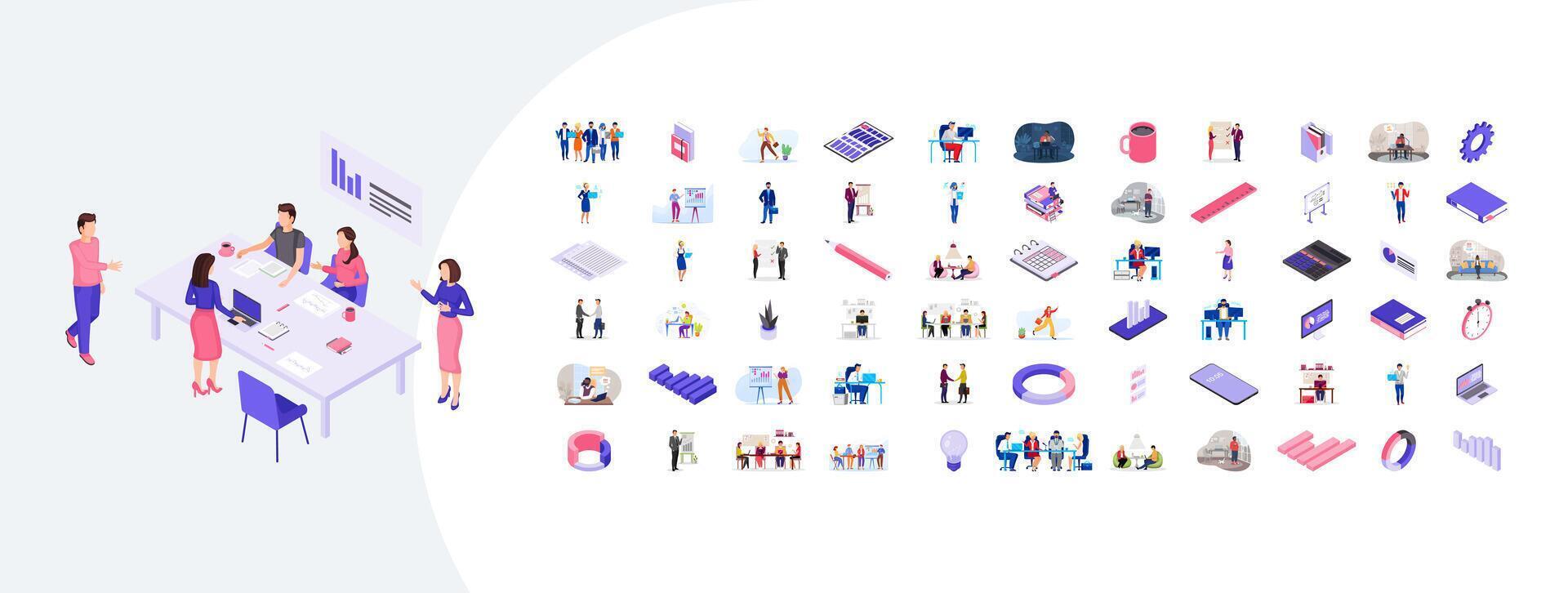 Business meeting with diverse illustrations vector