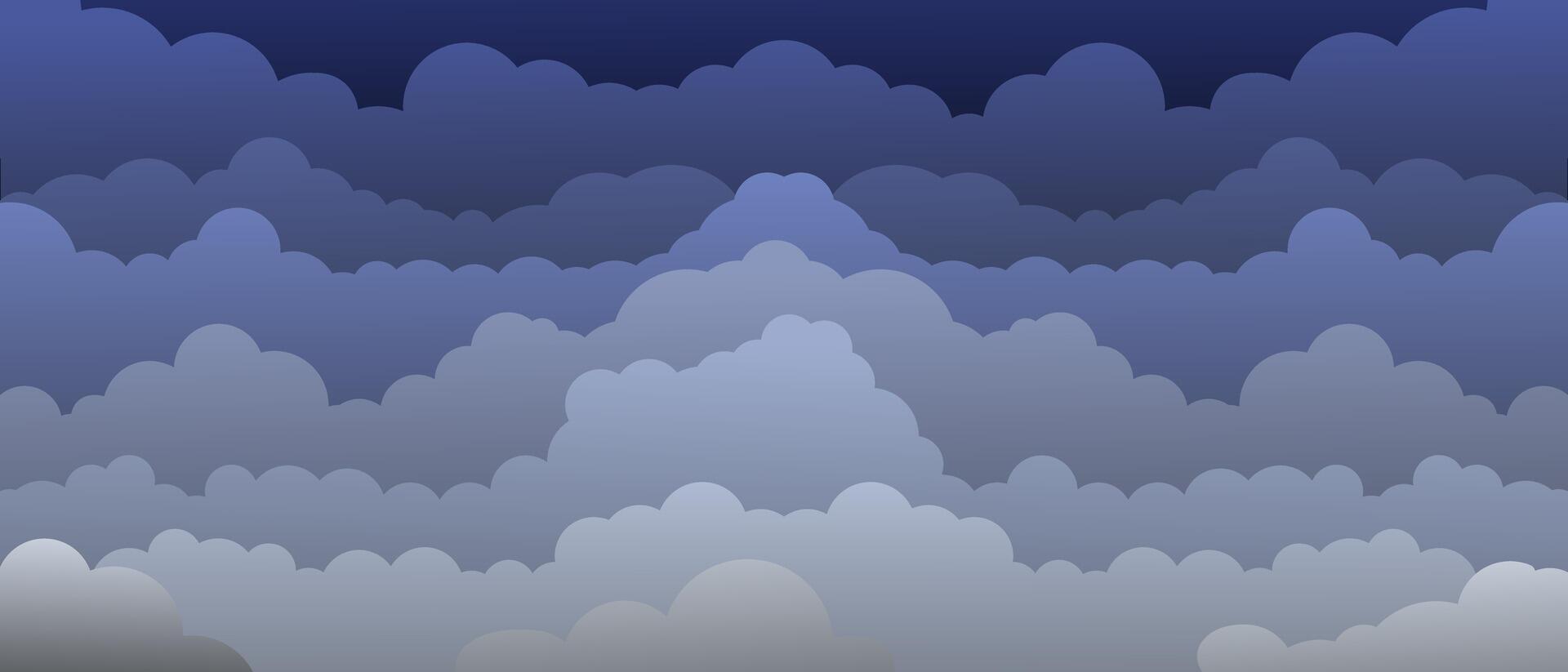 Clouds in blue colors. The clouds in the sky are drawn with a gradient. vector