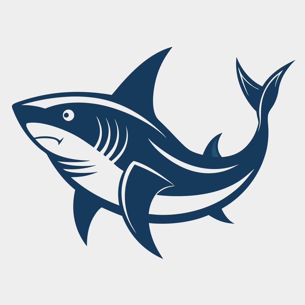 Shark illustration in bold graphic style, ocean predator animal design, perfect for marine life, wildlife, sea creatures, fishing, and aquatic themed projects. vector