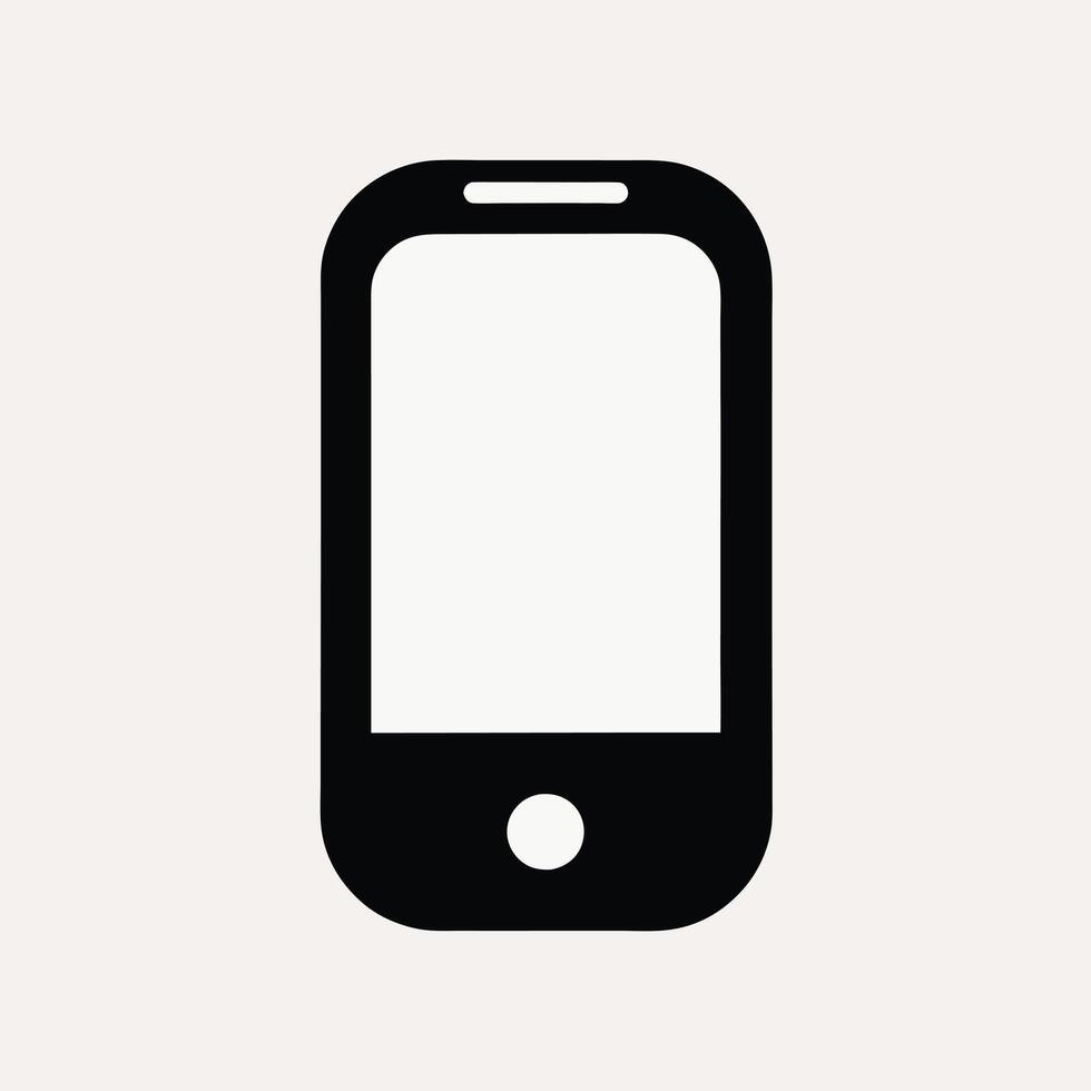 Black smartphone icon isolated on white background, modern mobile phone symbol for technology, communication, digital device, app, internet, and business concepts. vector