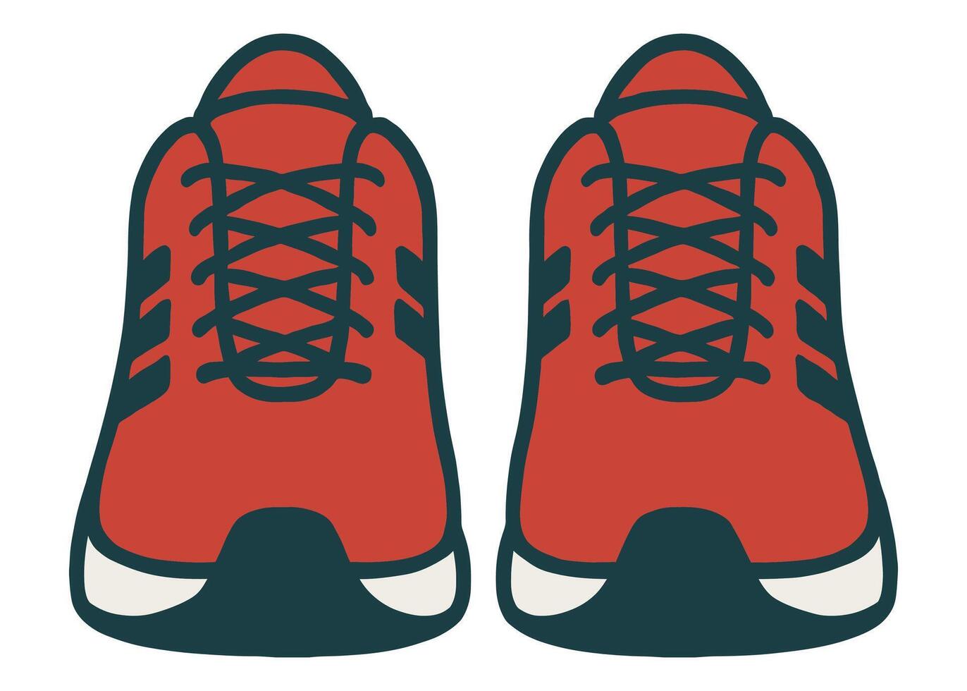 Red Running Shoes Top View Illustration - Flat Style Sport Sneakers with Laces, Athletic Footwear Design for Fitness, Jogging, Walking, Gym, and Workout Concepts vector