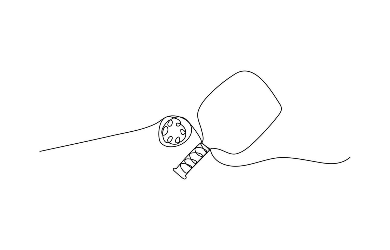 Minimalist one line drawing of pickleball ball with playful table tennis illustration in line art vector